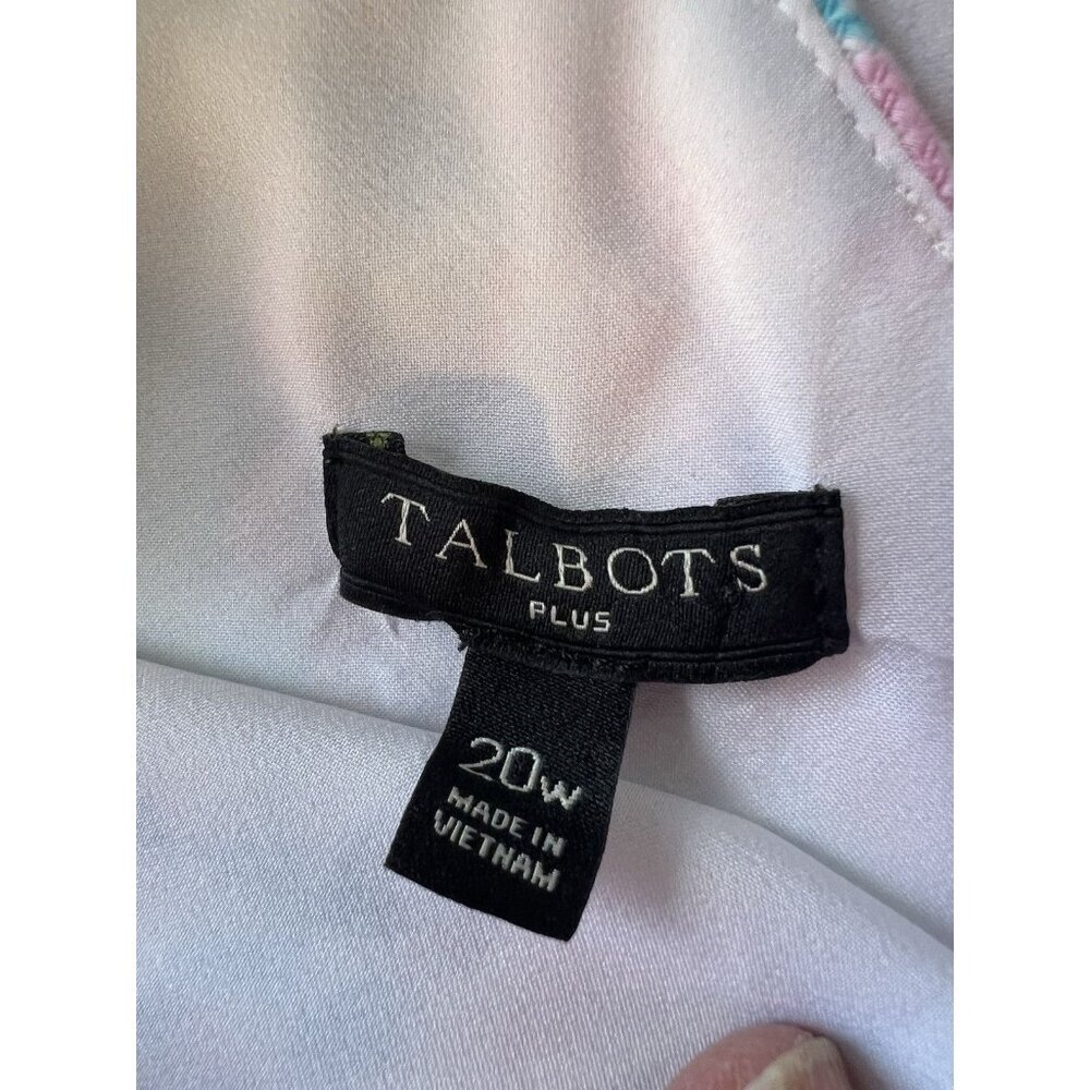 Talbots Plus Sleeveless Shift Dress 20W Pink Blue Beach Cruise Vacation Resort - Picture 4 of 7